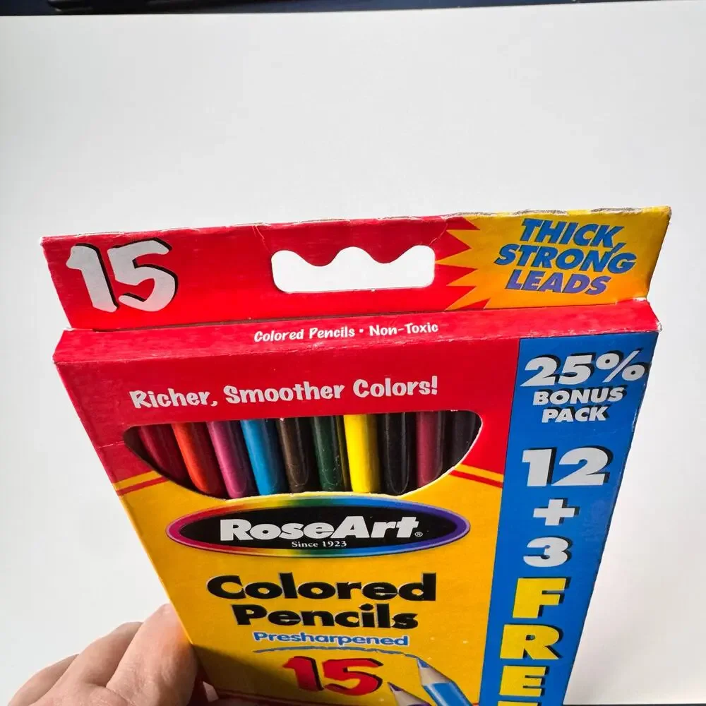 RoseArt colored pencils set of 15 Vintage 2004 New Old Stock Y2K